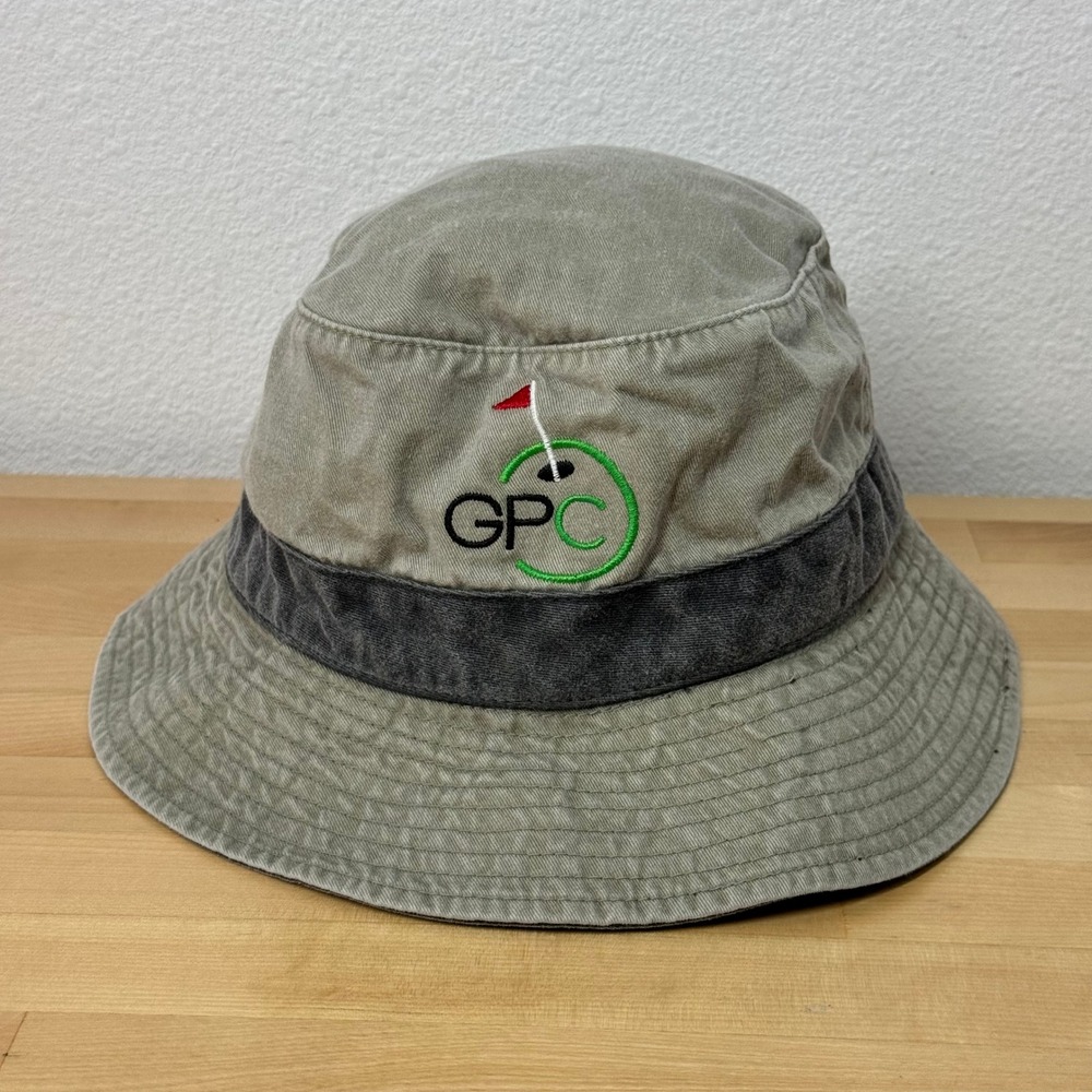 KP Durham Junior Golf Tour Bucket Hat Khaki Grey Cotton Embroidered CP3990 OSFA